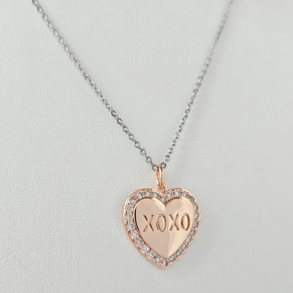 Rose Gold Heart Necklace, XOXO, Charmed Aroma Valentines Collection - Picture 2 of 3